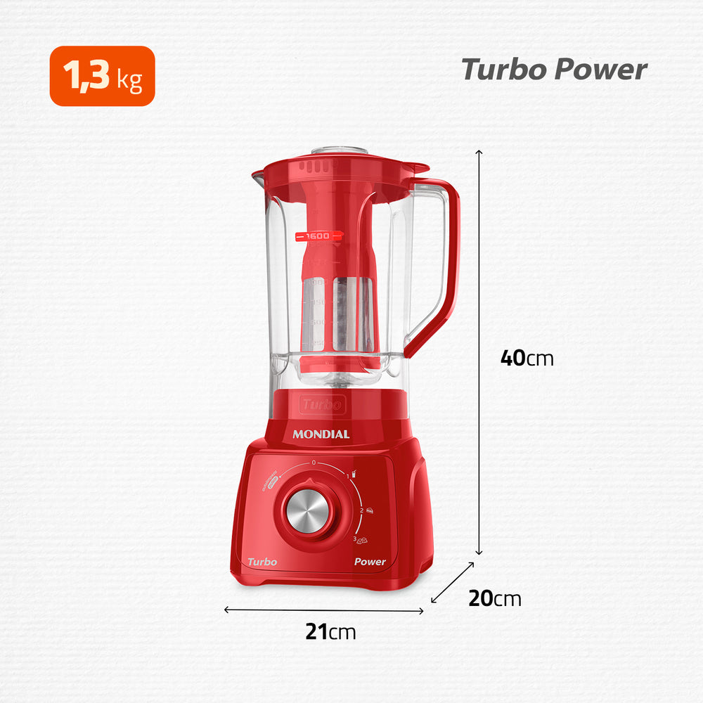 Liquidificador Mondial Turbo Power L99-fr 3 Velocidades 550W Liquidificador Mondial Turbo Power L99-fr 3 Velocidades 550W